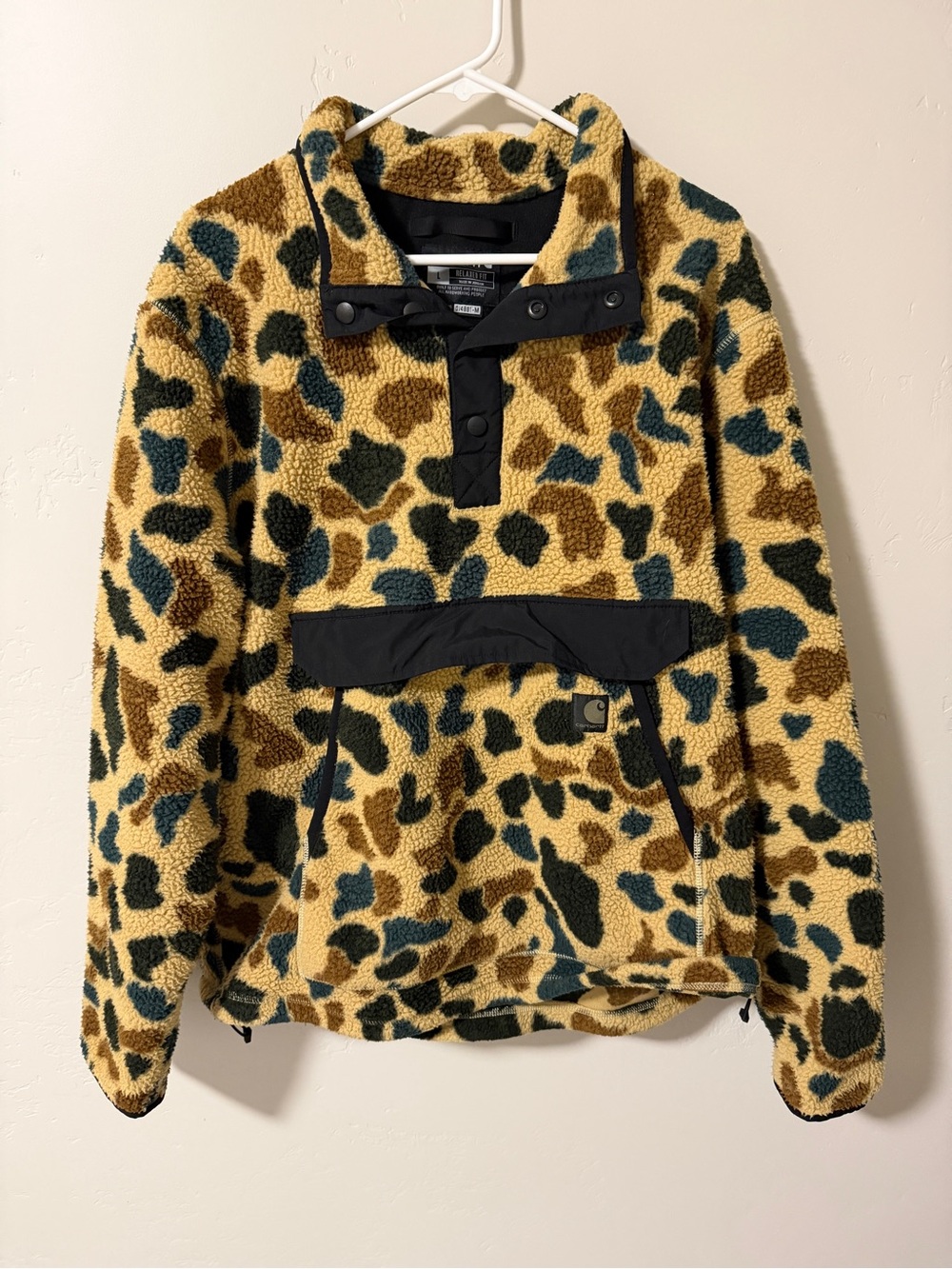 Carhartt Pullover Quarter Snap Camo Sherpa Fleece - Men’s Large